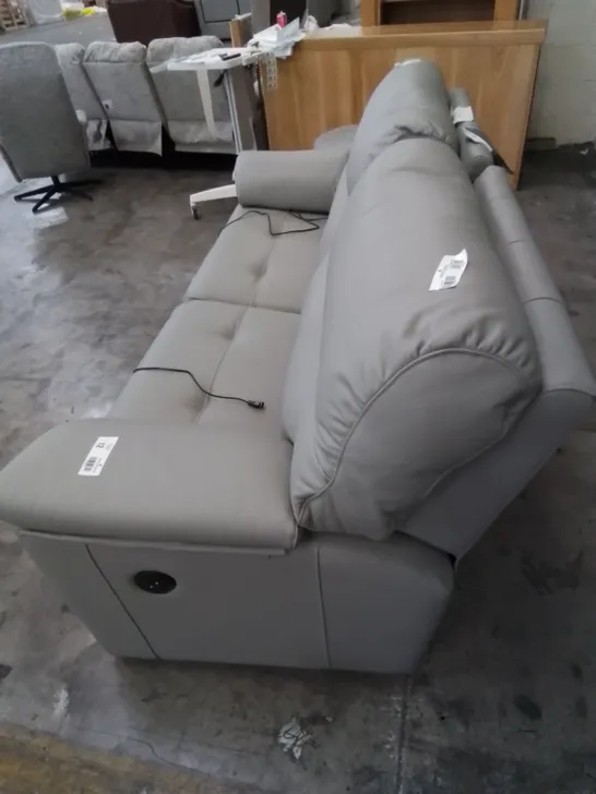 DESIGNER G PLAN MADE STRATFORD 3 SEATER CAMBRIDGE GREY LEATHER ELECTRIC RECLINING  SOFA 