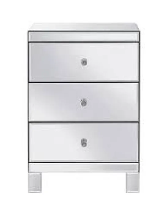 PARISIAN 3-DRAWER MIRRORED BEDSIDE CABINET - COLLECTION ONLY RRP £129