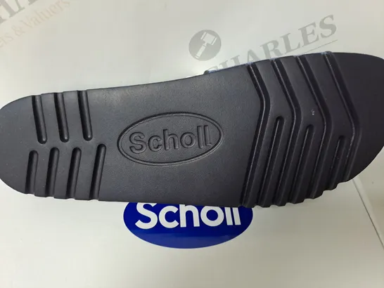 BOXED SCHOLL SANDLES IN DENIM BLUE SIZE 7 