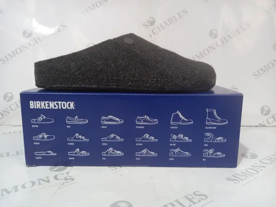 BOXED PAIR OF BIRKENSTOCK ZERMATT RIVET SLIP-ON SHOES IN ANTHRACITE UK SIZE 8