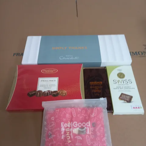 LOT OF 5 ASSORTED CHOCOLATES AND SWEETS TO INCLUDE HAIGH'S AND HOTEL CHOCOLAT