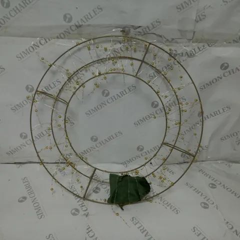 SARA DAVIES GOLD PRE-LIT BEADED WREATH