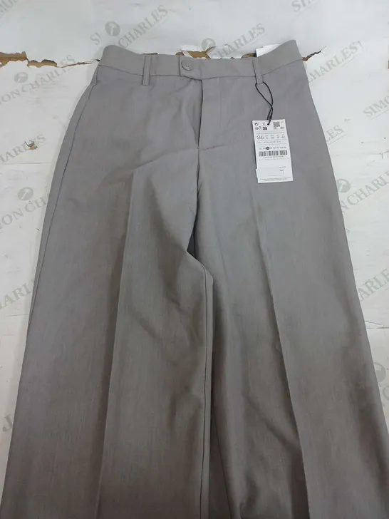 STRADIVARIUS LIGHT GREY SLIM STRAIGHT TROUSERS - UK 8