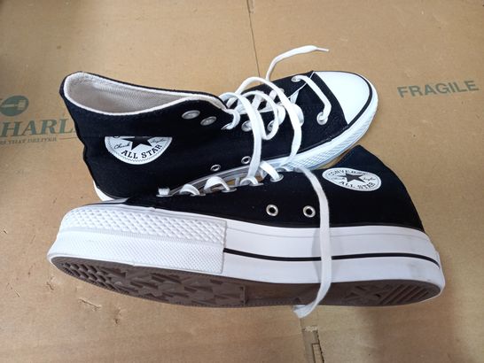 BOX OF 3 PAIRS TRAINERS INCL. CONVERSE ALL STAR BLACK AND WHITE WEDGES, VARIOUS SIZES