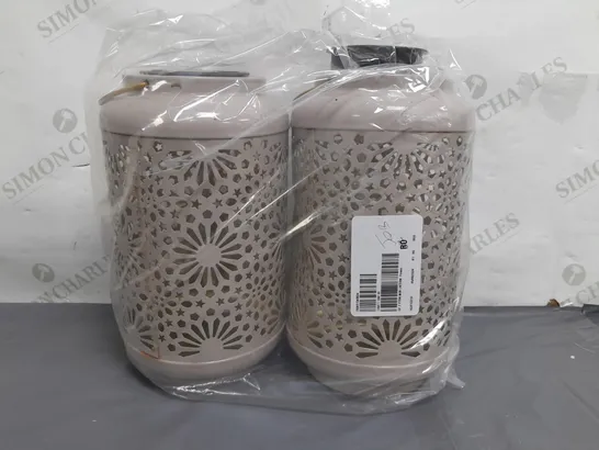 GARDEN REFLECTIONS SET OF 2 PATTERNED SOLAR LANTERNS