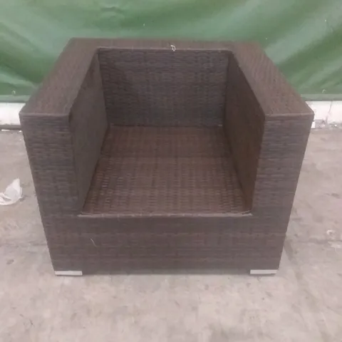 RATTAN EFFECT BROWN GARDEN ARMCHAIR