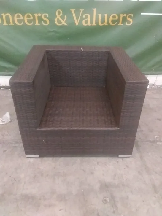 RATTAN EFFECT BROWN GARDEN ARMCHAIR