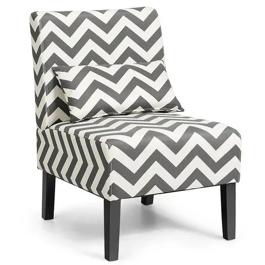 BOXED COSTWAY ARMLESS ACCENT LEISURE CHAIR WITH LUMBAR PILLOW CHEVRON