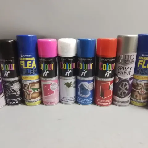 LARGE QUANTITY OF ASSORTED AEROSOLS TO INCLUDE VARIOUS SPRAY PAINTS, FLEA KILLER AND SOUDAL SOUDA BOND