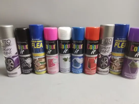 LARGE QUANTITY OF ASSORTED AEROSOLS TO INCLUDE VARIOUS SPRAY PAINTS, FLEA KILLER AND SOUDAL SOUDA BOND