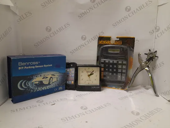 LOT OF APPROX 14 ASSORTED ITEMS TO INCLUDE - ALARAM CLOCK - CALCULATOR - DIT PARKING SENSORS