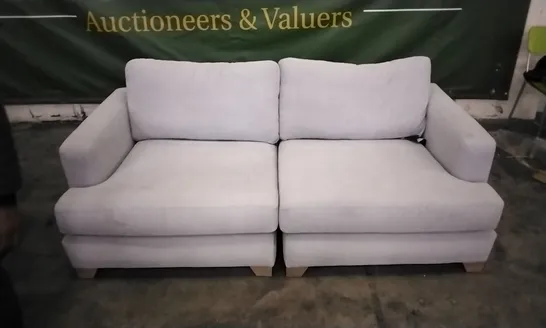 QUALITY DESIGNER LOUNGE CO 2 SEATER SOFA IN WHITE GREY FABRIC 