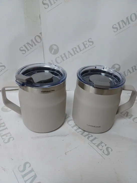 BOXED LOCK & LOCK SET OF INSULATED STAINLESS STEEL MUGS - OFF WHITE