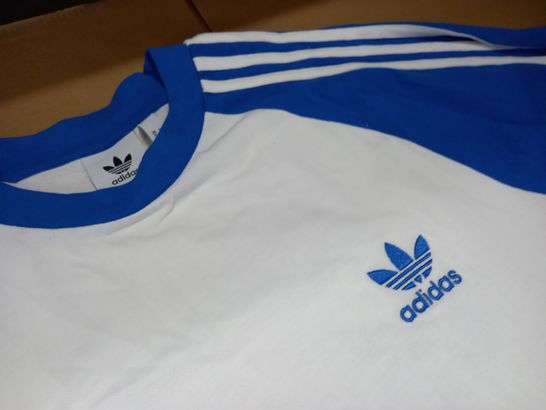 ADIDAS LONG SLEEVE TOP IN WHITE/BLUE - XL