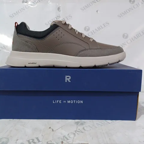 BOXED PAIR OF ROCKPORT CAYDEN TRAINERS IN OLIVE UK SIZE 8