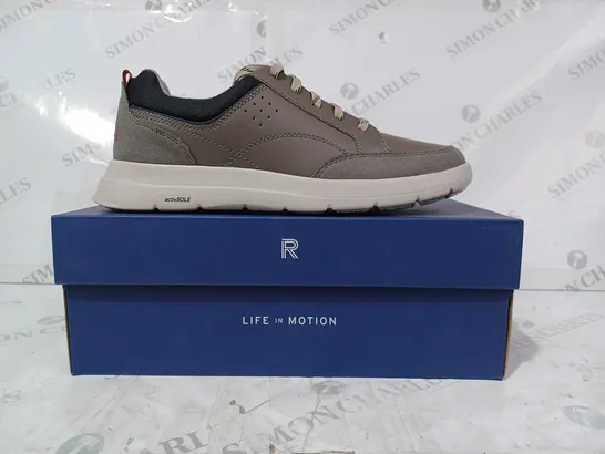 BOXED PAIR OF ROCKPORT CAYDEN TRAINERS IN OLIVE UK SIZE 8