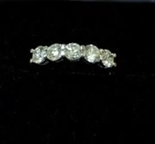 18CT WHITE GOLD FIVE STONE HALF ETERNITY RING SET WITH NATURAL DIAMONDS WEIGHING +1.02CT