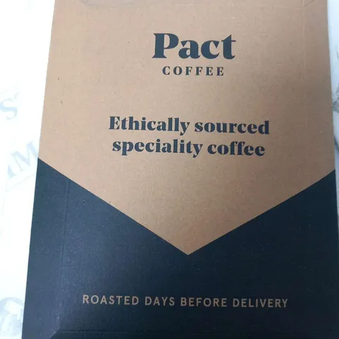 FIVE PACKS OF PACT COFFEE ETHICALLY SOURCED SPECIALITY COFFEE ROASTED DAYS BEFORE DELIVERY