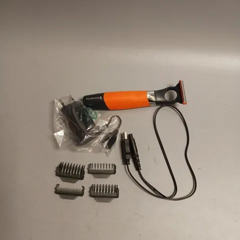 BOXED REMINGTON DUALBLADE BEARD TRIMMER IN ORANGE AND BLACK INCLUDES 4 COMBS