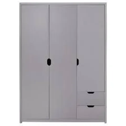 BOXED GREY OAK ASPEN 3 DOIR 2 DRAWER WARDROBE (2 BOXES)