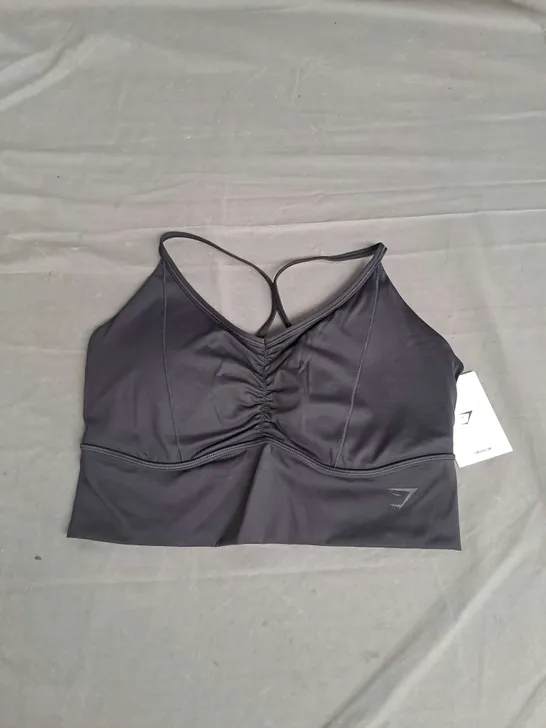 GYMSHARK ELEVATE LONGLINE SPORTS BRA LIGHT SUPPORT IN BLACK SIZE L