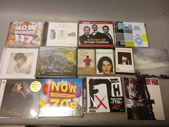 BOX OF APPROXIMATELY 22 ASSORTED CDS & CASSETTES TO INCLUDE NOW THATS WHAT I CALL 70S , R.E.M UP , ELTON JOHN EXTRA TRACK ETC