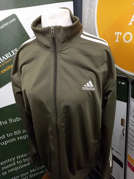 ADIDAS ZIPPED KHAKI JACKET SIZE L