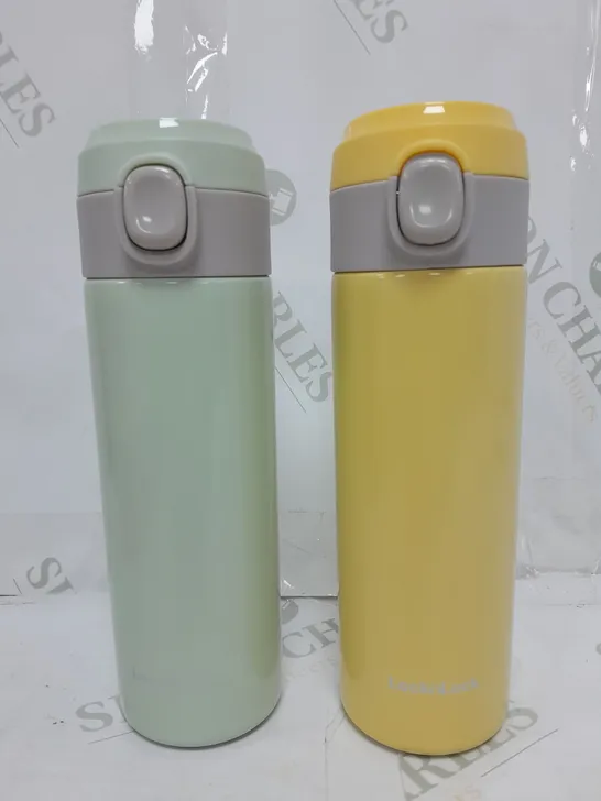 LOCK & LOCK SET OF 2 STAINLESS INSULATED DAILY POP PASTEL WATER BOTTLES