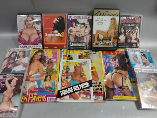 12 X ASSORTED ADULT MAGAZINES & FILMS 