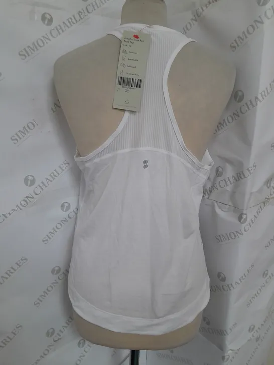 SWEATY BETTY BREATHE EASY RUN TANK TOP IN WHITE SIZE S