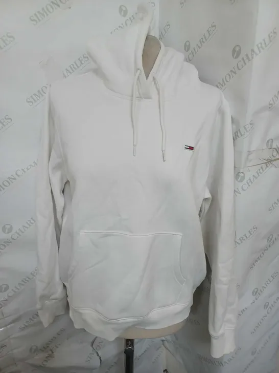 TOMMY JEANS HOODED SWEATSHIRT WHITE LARGE