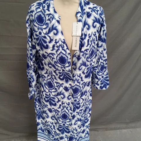 ROMAN SHIRT DRESS BLUE/WHITE SIZE 10