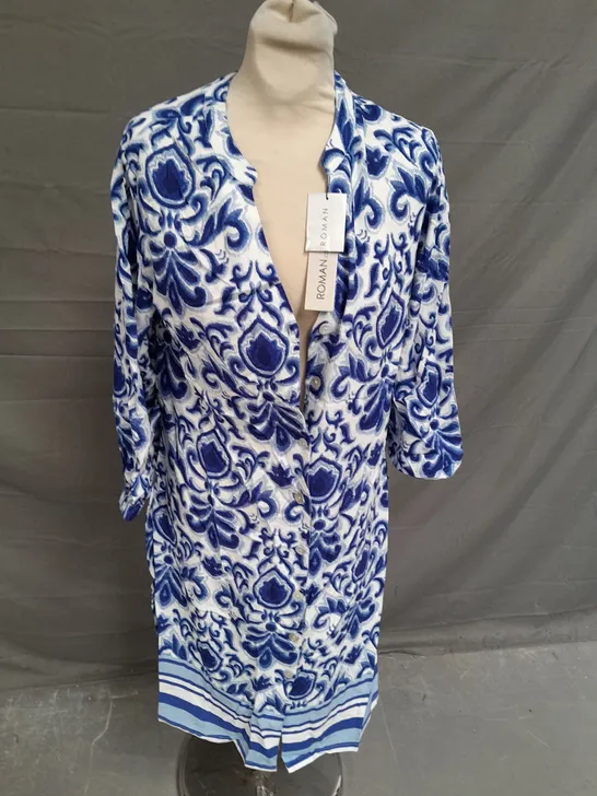 ROMAN SHIRT DRESS BLUE/WHITE SIZE 10