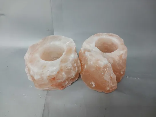 SET OF 2 HIMALAYAN ROCK SALT TEA LIGHT HOLDERS RRP £20