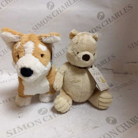 2 ASSORTED SOFT TOYS TO INCLUDE; JELLY CAT BETTY CORGI AND DISNEY CLASSIC WINNIE THE POOH