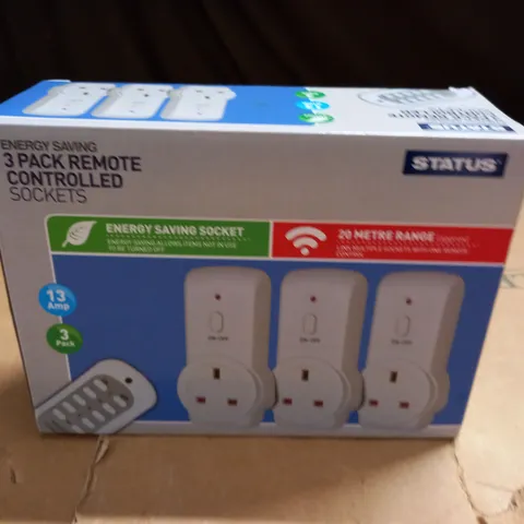 BOXED STATUS 3-PACK OF REMOTE CONTROLLED SOCKETS