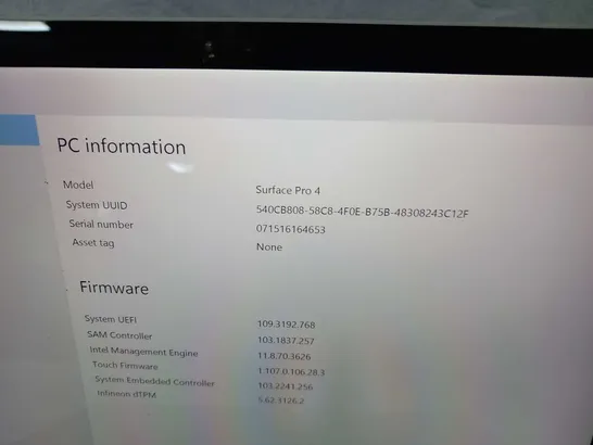 MICROSOFT SURFACE PRO 4 128GB