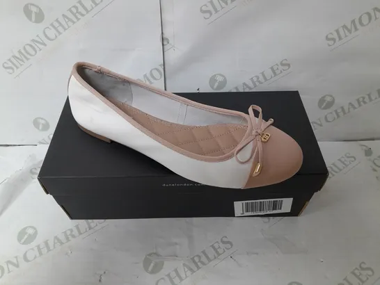 DUNE LONDON TOE CAP BOW BALLERINA FLAT SHOE IN WHITE LEATHER SIZE 7