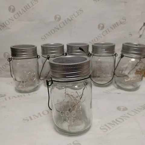 GIGALUMI SOLAR PANNELED LIGHT JARS "GOOD LUCK" X 6