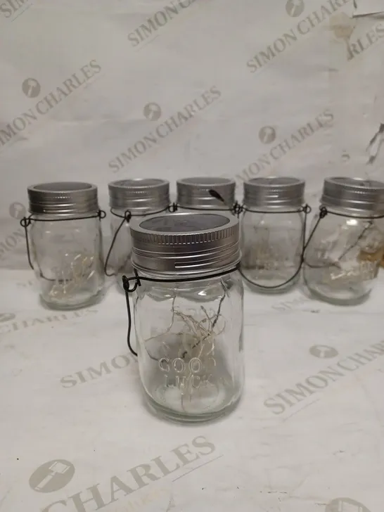 GIGALUMI SOLAR PANNELED LIGHT JARS "GOOD LUCK" X 6