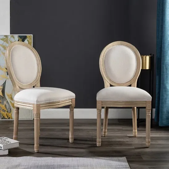 BOXED ROGAN UPHOLSTERED DINING CHAIR SET, BIEGE - SET OF 2 (1 BOX)