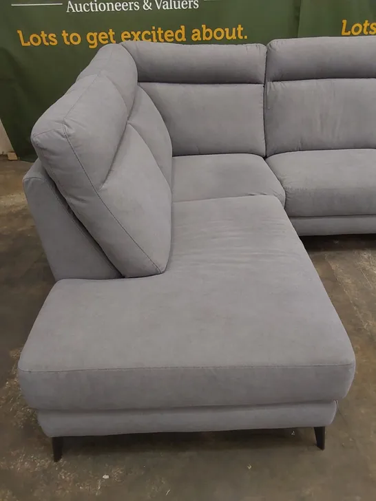 QUALITY DESIGNER ITALIAN MADE MARCELLO GREY FABRIC UPHOLSTERED 1-SEAT RECLINING CORNER SOFA