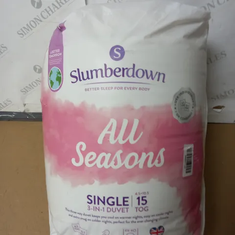 SLUMBERDOWN ALL SEASONS SINGLE 15 TOG DUVET - SINGLE