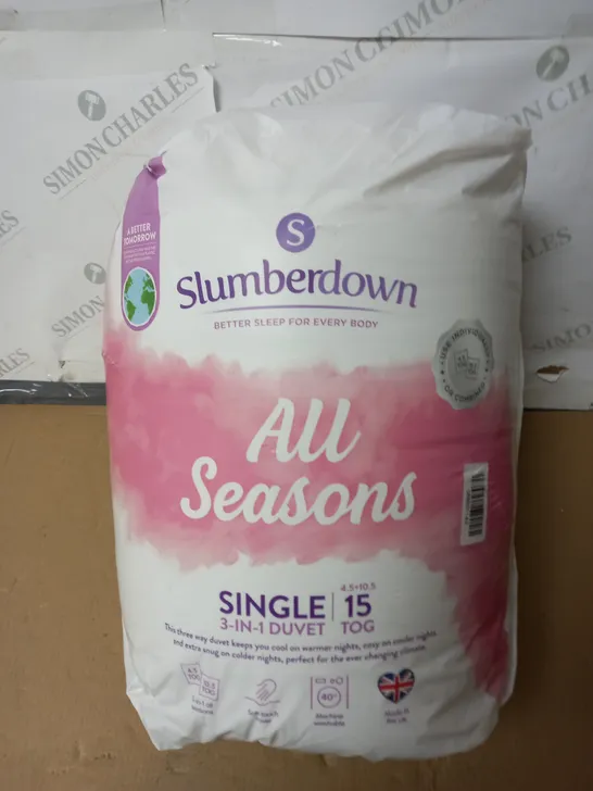 SLUMBERDOWN ALL SEASONS SINGLE 15 TOG DUVET - SINGLE