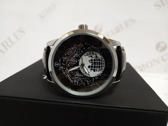 TALIS CO. AUTOMATIC ASTRO GLOBE DETAIL LEATHER STRAP WRISTWATCH RRP £699