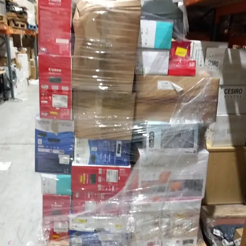 PALLET OF ASSORTED ELECTRICAL PRODUCTS TO INCLUDE; POLAROID BLUETOOTH DAB RADIO, HP PRINTER, CANON PRINTER AND BLUETOOTH DAB RADIO