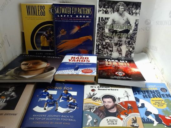 LOT OF APPROXIMATELY 10 ASSORTED SPORT RELATED HAR AND PAPERBACK BOOKS 