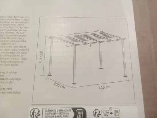 BOXED BLOOMA MOSES SLIDING GAZEBO 233×300×400CM - BLACK 