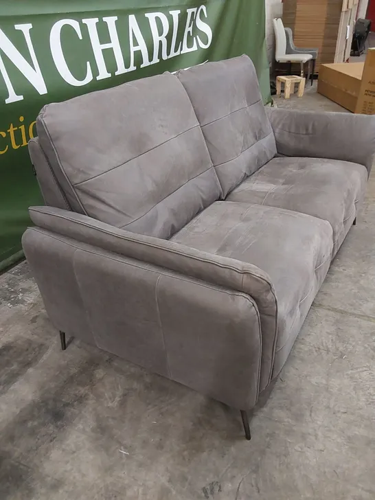 QUALITY DESIGNER ITALIAN MADE BOLZANO ELECTRIC RECLINER LOVESEAT SOFA IN GREY LEATHER 