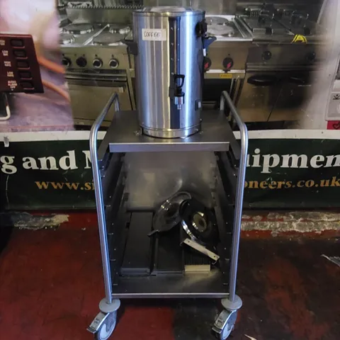 COMMERCIAL STAINLESS STEEL CATERING TROLLEY WITH HOT WATER BOILER / COFFEE DISPENSER 